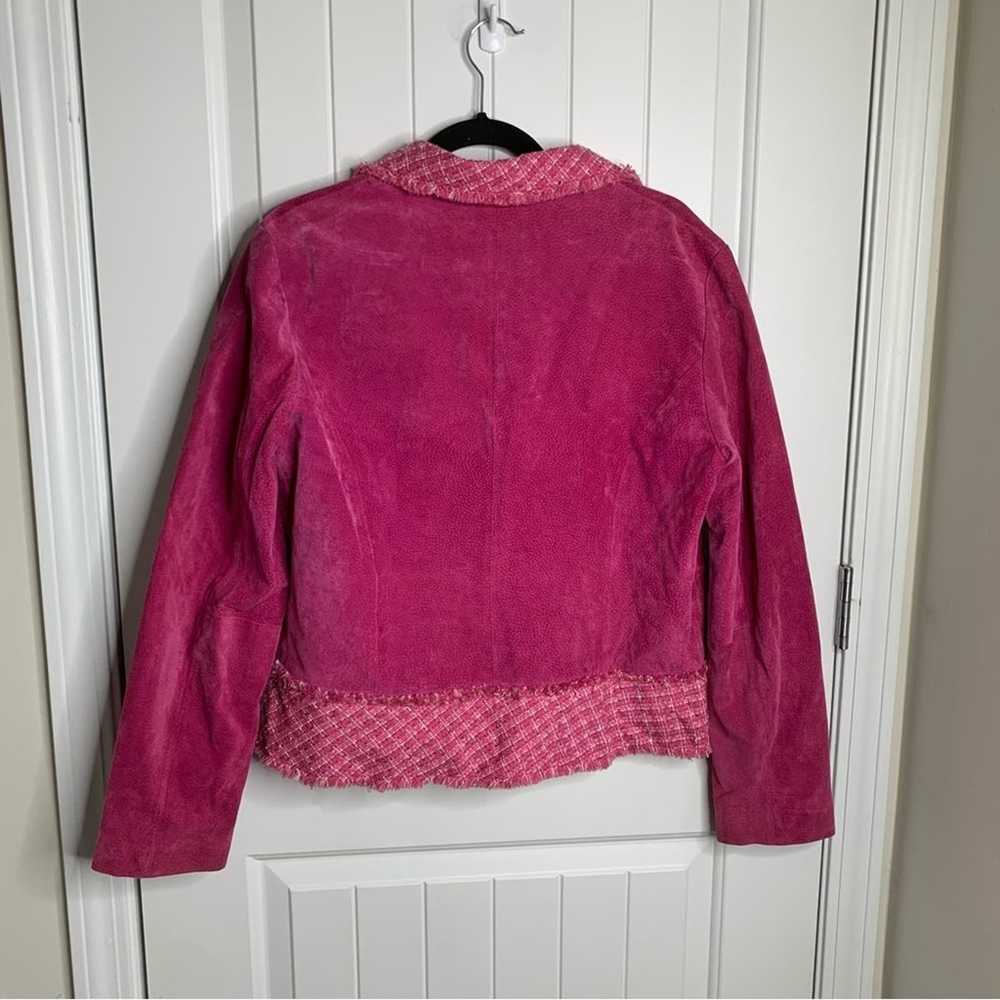 Wilsons leather pink suede leather tweed jacket s… - image 3