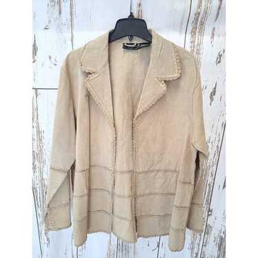 OutBrook Woman's Tan Leather Jacket Lace Design 1… - image 1