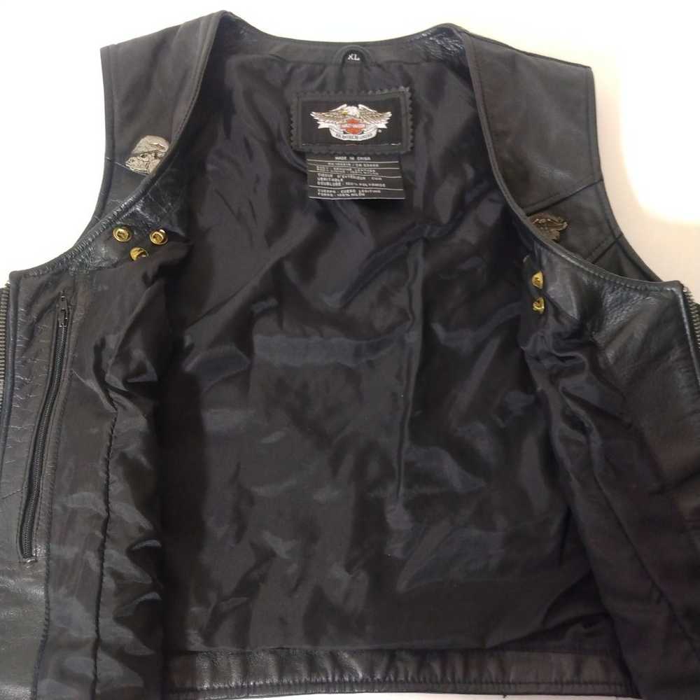 Womens Harley Davidson Embroidered Leather Vest 9… - image 10