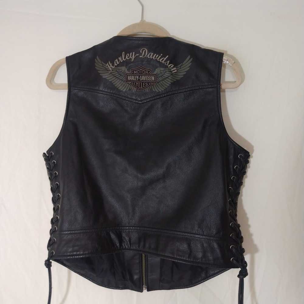 Womens Harley Davidson Embroidered Leather Vest 9… - image 1