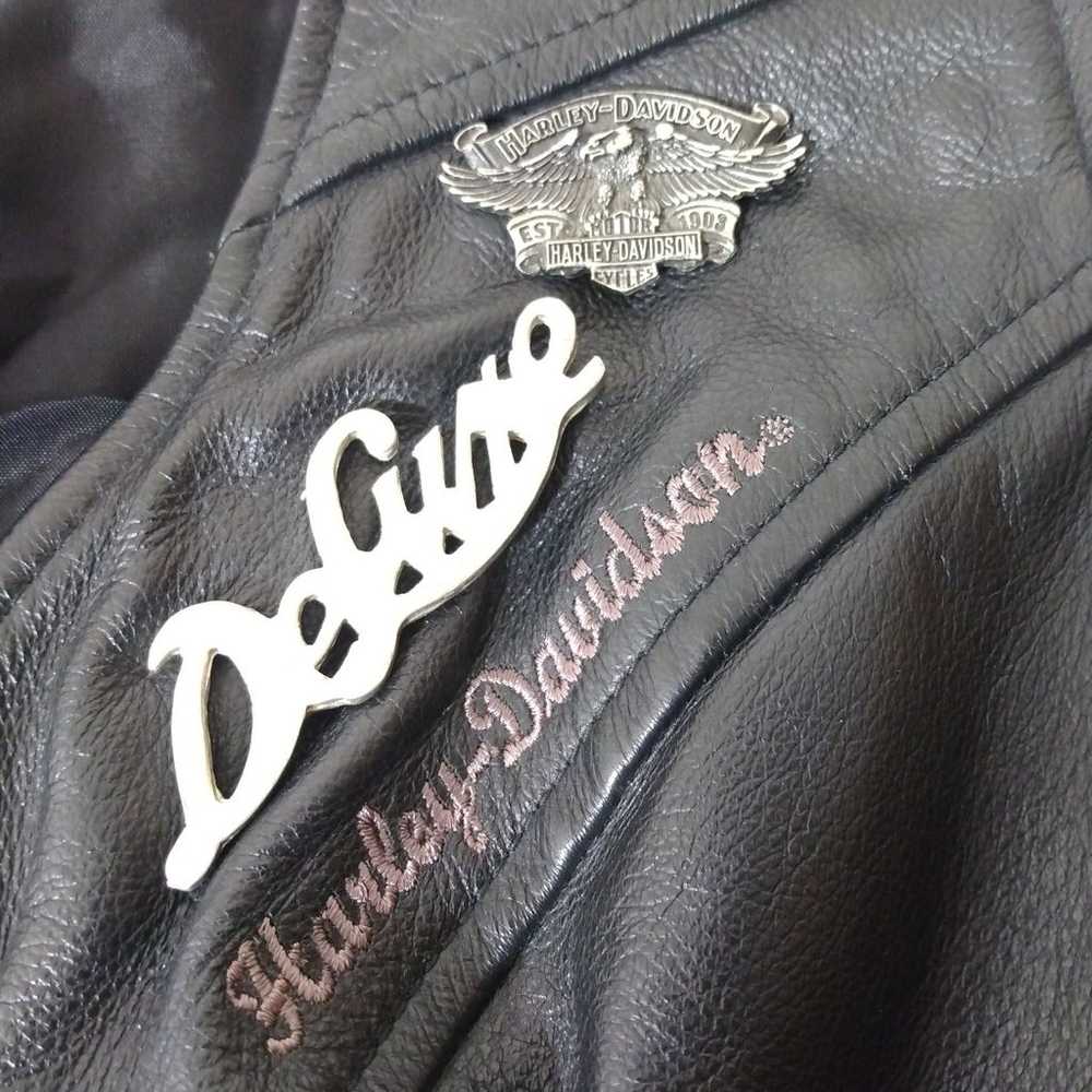 Womens Harley Davidson Embroidered Leather Vest 9… - image 4