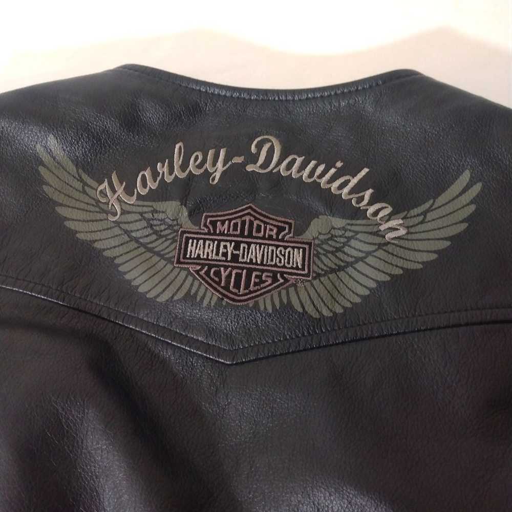 Womens Harley Davidson Embroidered Leather Vest 9… - image 8