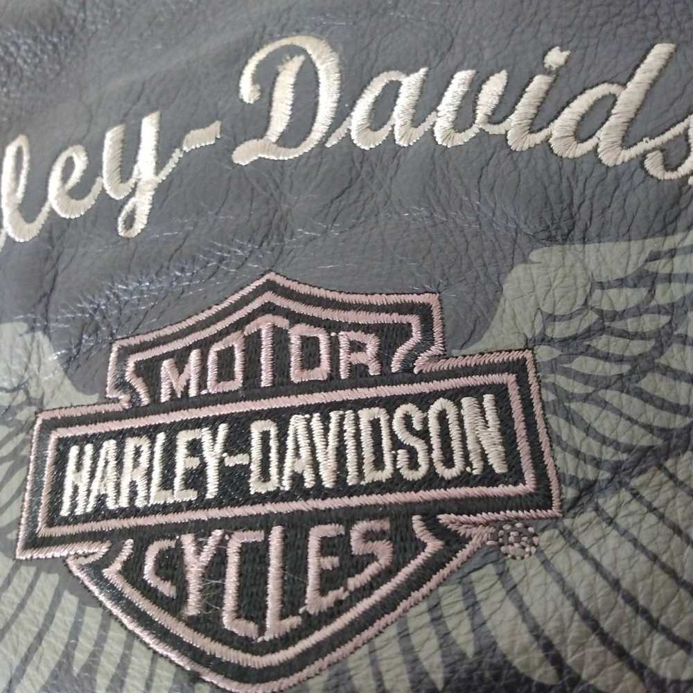 Womens Harley Davidson Embroidered Leather Vest 9… - image 9