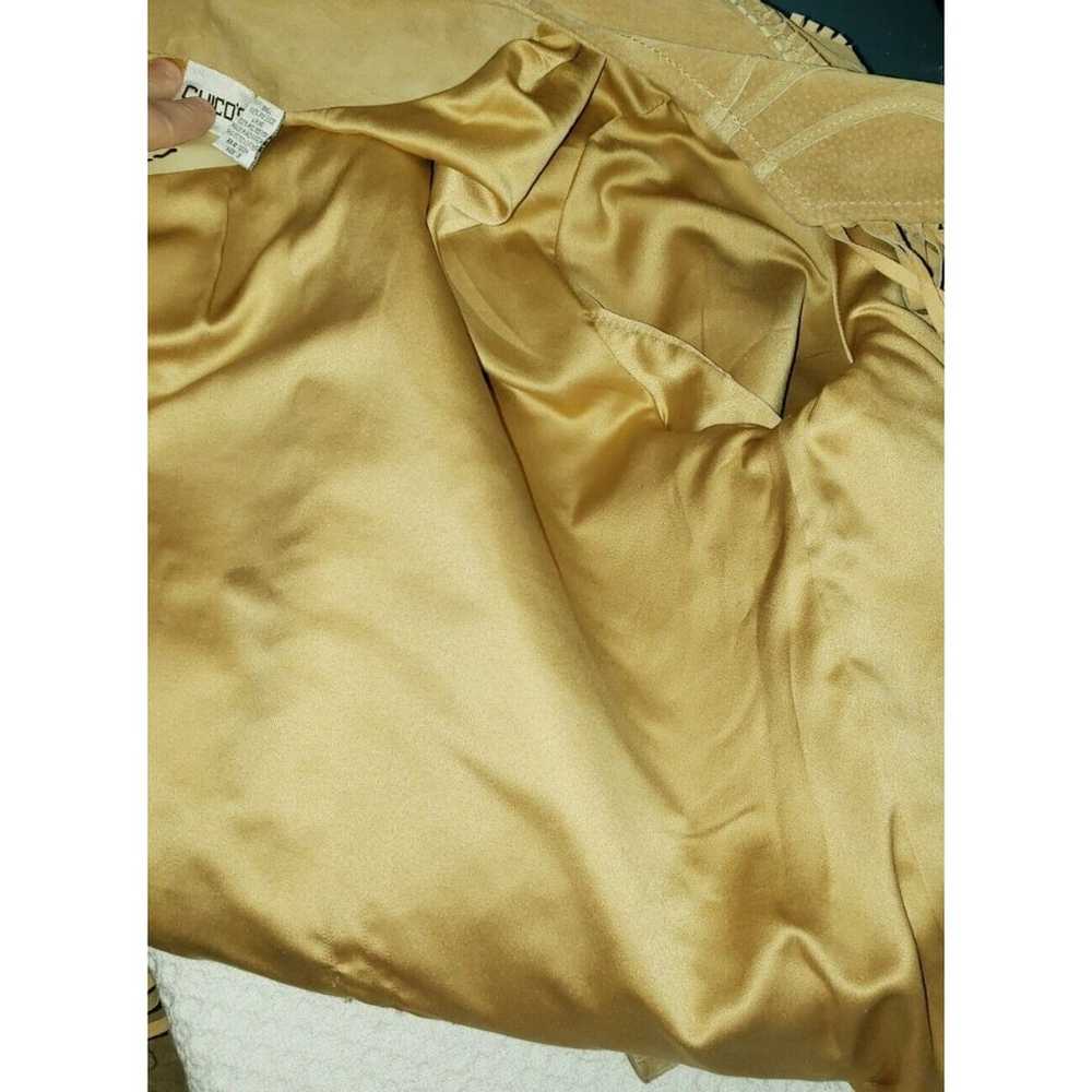 Chicos Suede Leather Fringe Jacket XL 3 Tan Open … - image 10