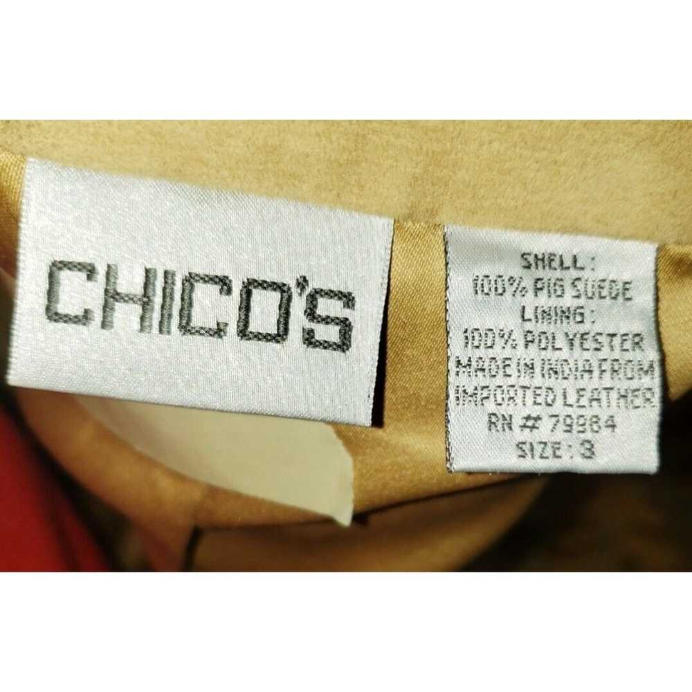 Chicos Suede Leather Fringe Jacket XL 3 Tan Open … - image 7