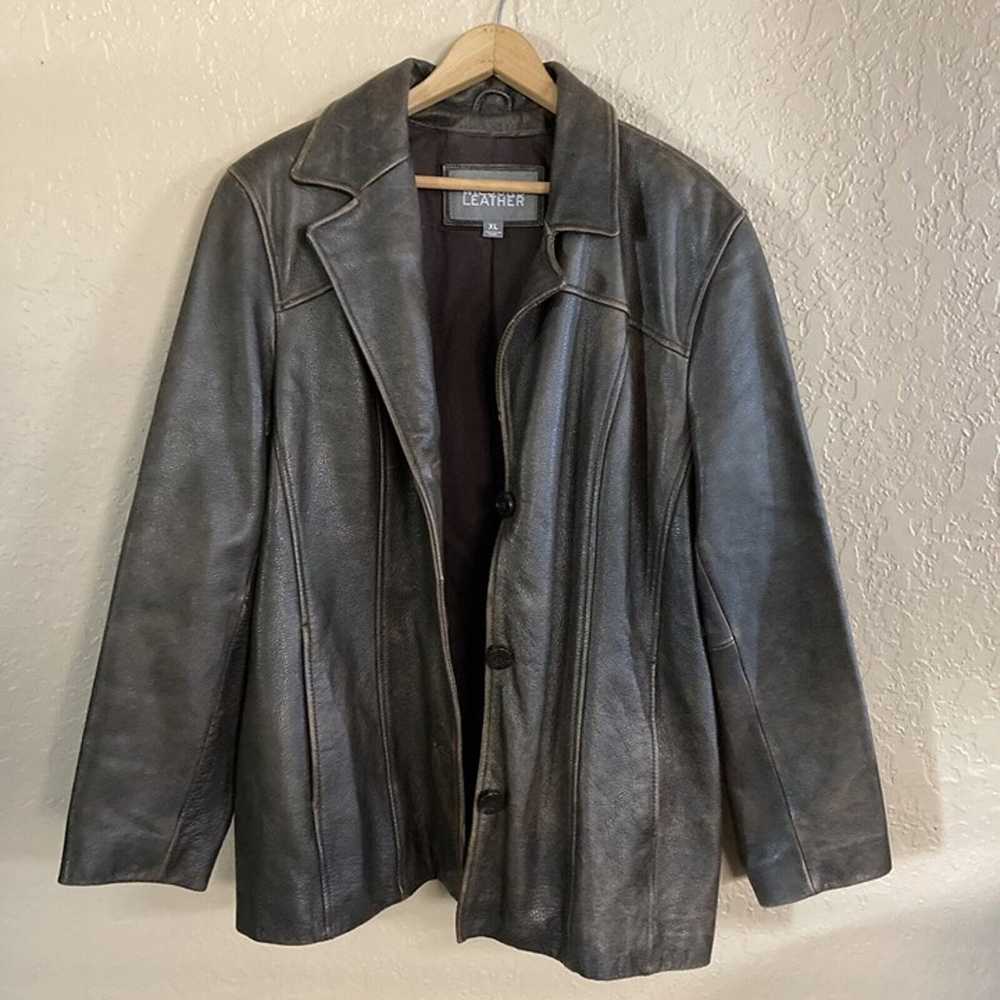 Wilsons Leather Blazer Jacket Womens XL Brown 3 B… - image 4