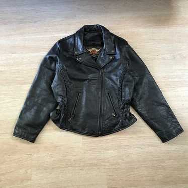 Vintage Biker Leather Jacket 90s Motorcycle Coat H