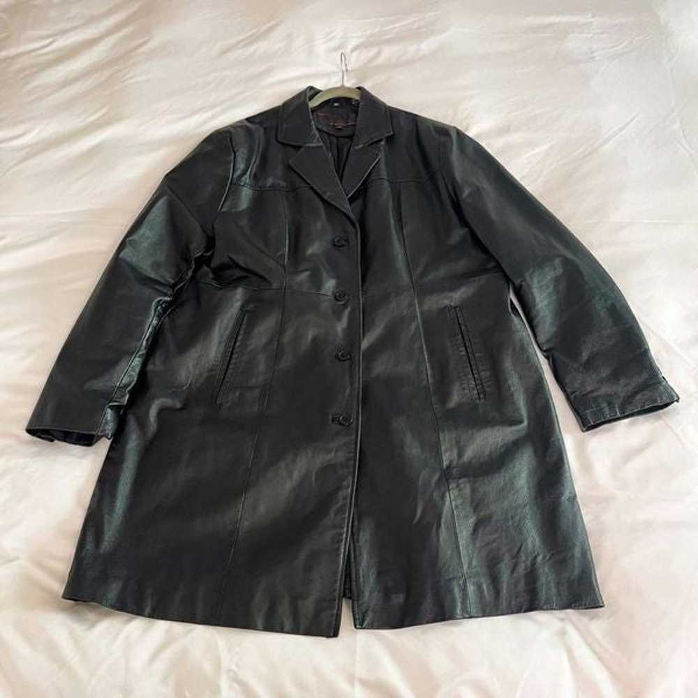 Vintage Y2K black leather plus size 2XL button tr… - image 4