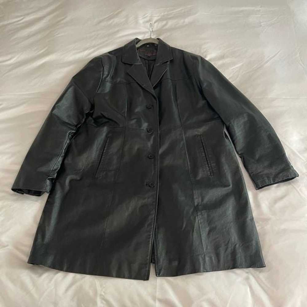 Vintage Y2K black leather plus size 2XL button tr… - image 7