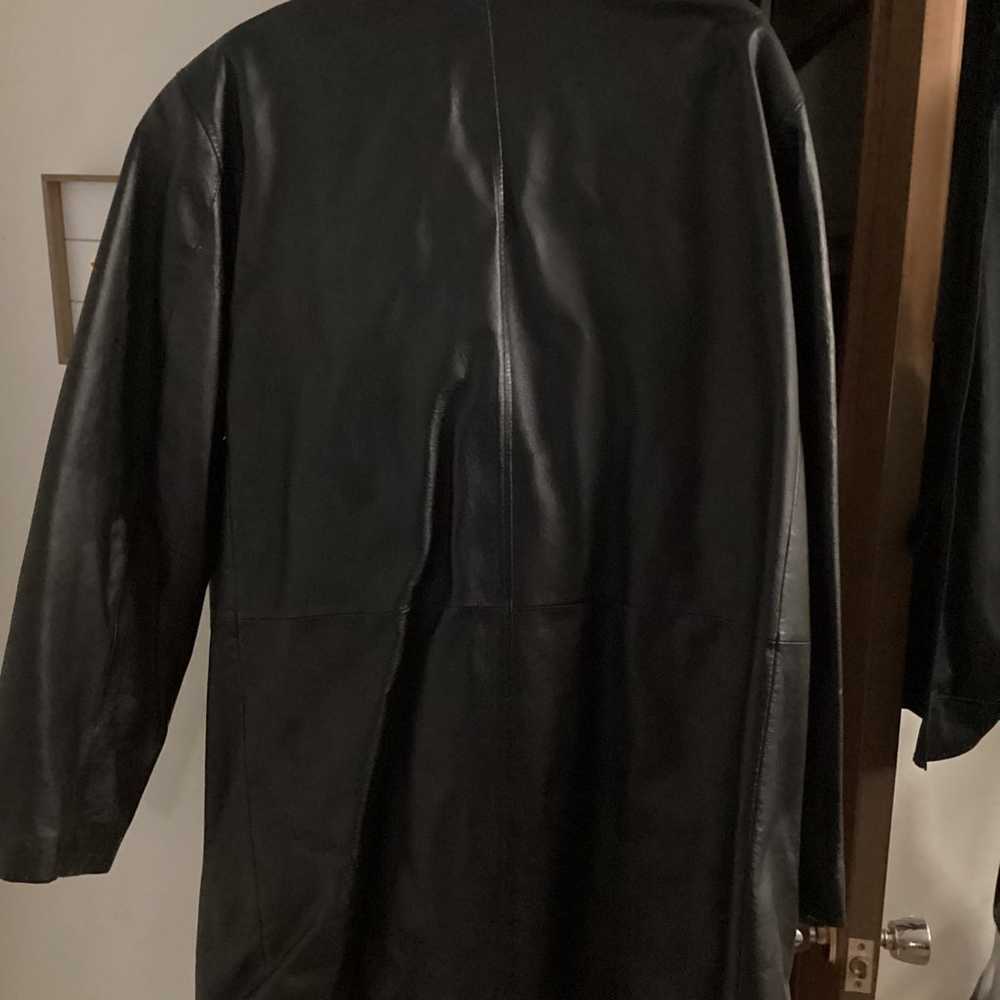 Women's Black Leather Coat 2x - image 2