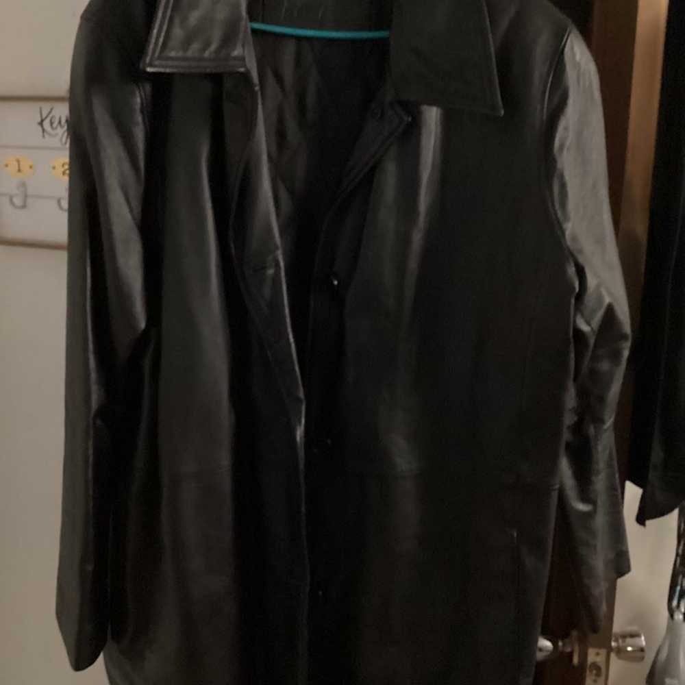Women's Black Leather Coat 2x - image 3