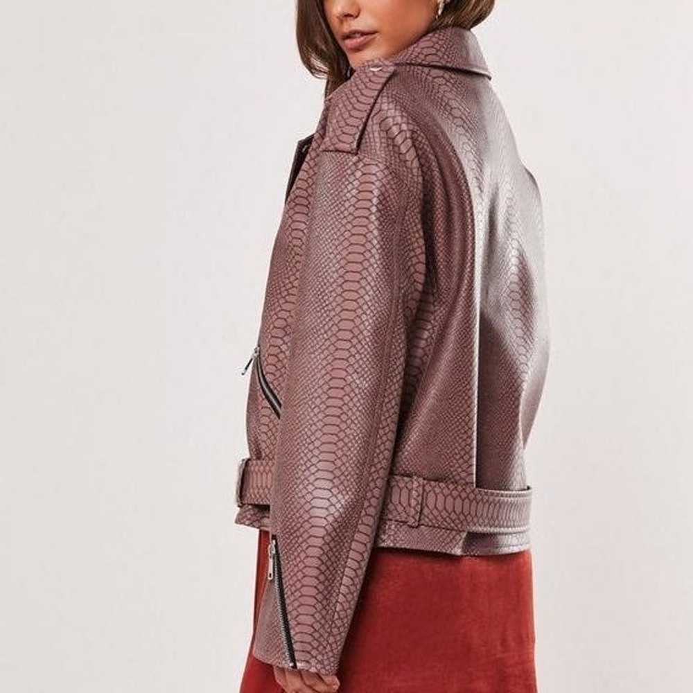 Missguided Snakeprint Boyfriend Leather Jacket - image 1