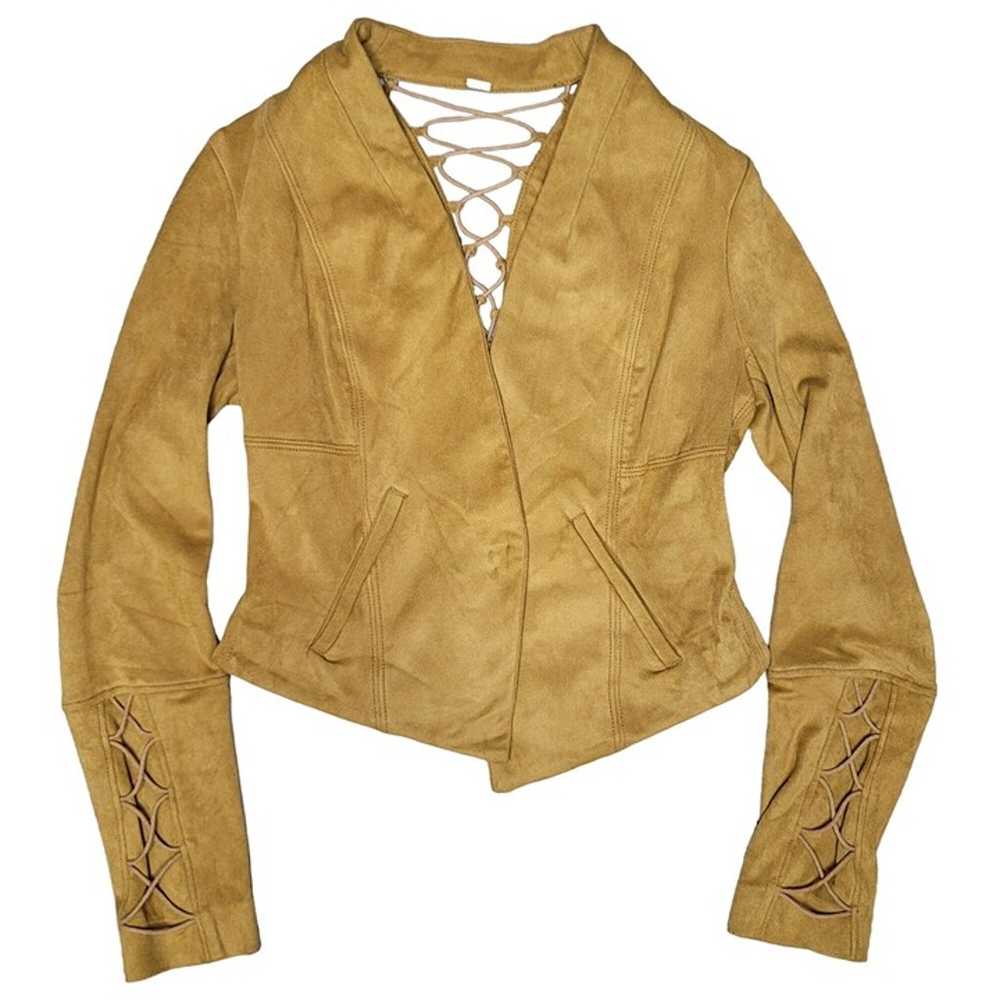 FREE PEOPLE Soft Faux Suede Camel Lace Up Blazer … - image 10