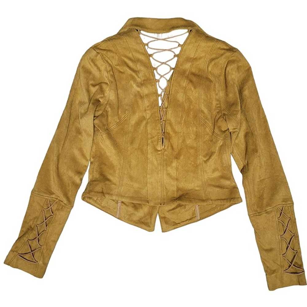 FREE PEOPLE Soft Faux Suede Camel Lace Up Blazer … - image 4