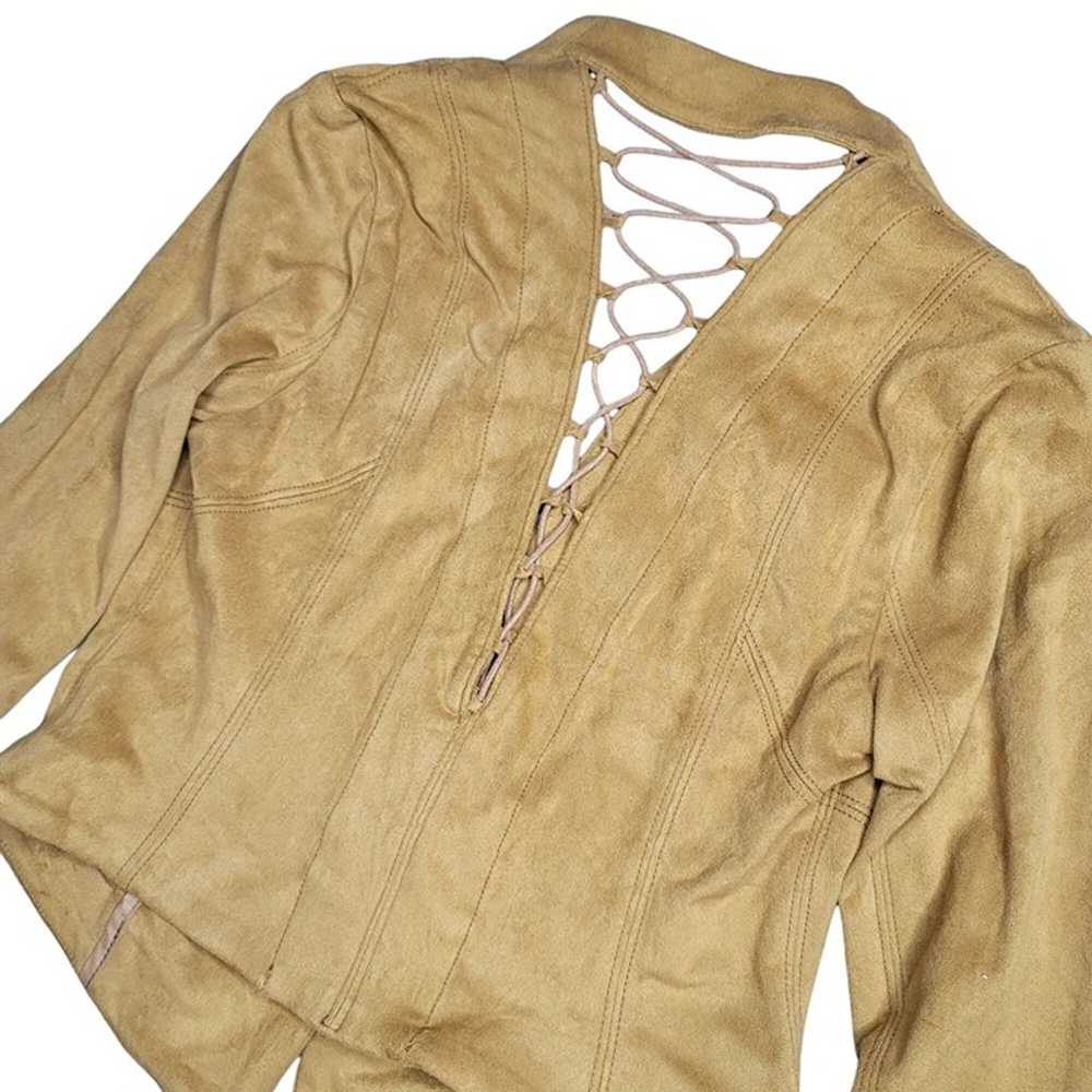 FREE PEOPLE Soft Faux Suede Camel Lace Up Blazer … - image 5