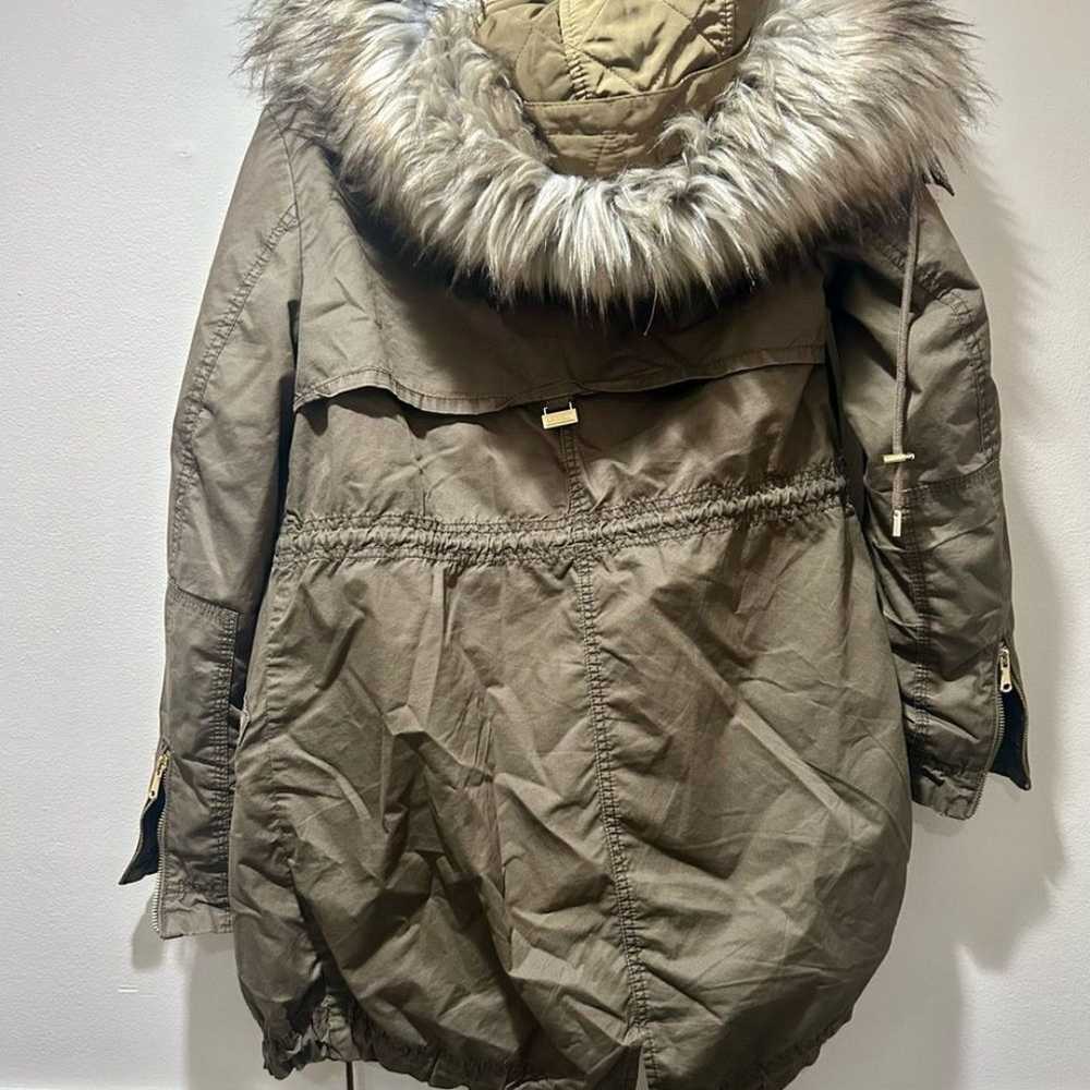 Zara Woman army green Jacket, w Fur Collar  hood - image 11