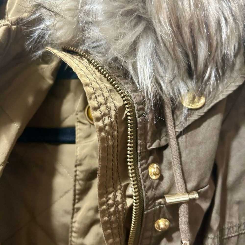 Zara Woman army green Jacket, w Fur Collar  hood - image 5