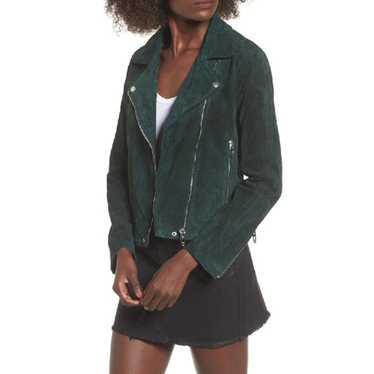 BLANKNYC Suede Leather Moto Jacket Forest Green S… - image 1