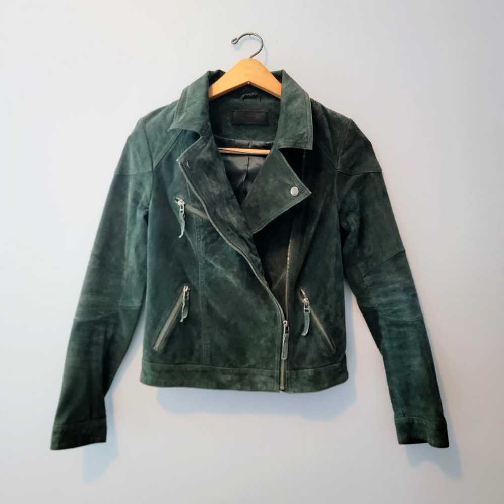 BLANKNYC Suede Leather Moto Jacket Forest Green S… - image 2