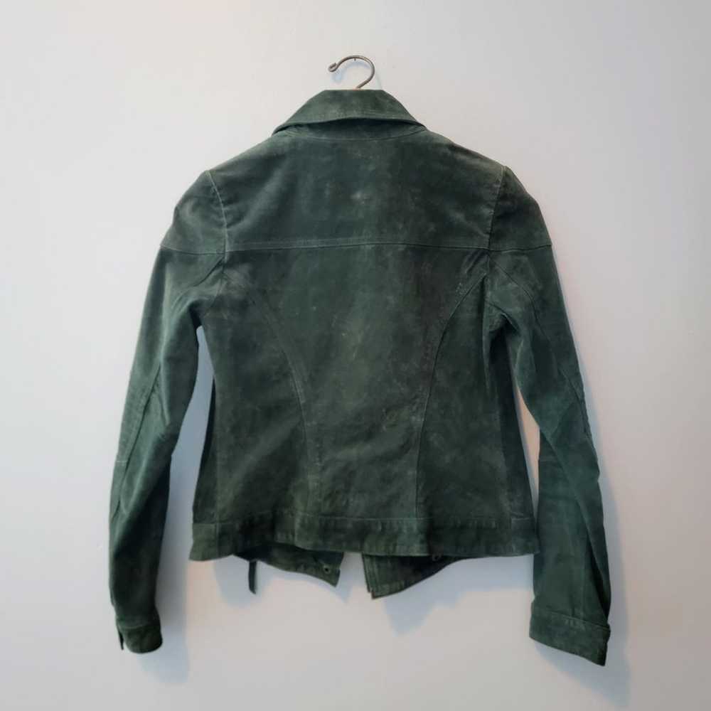 BLANKNYC Suede Leather Moto Jacket Forest Green S… - image 3