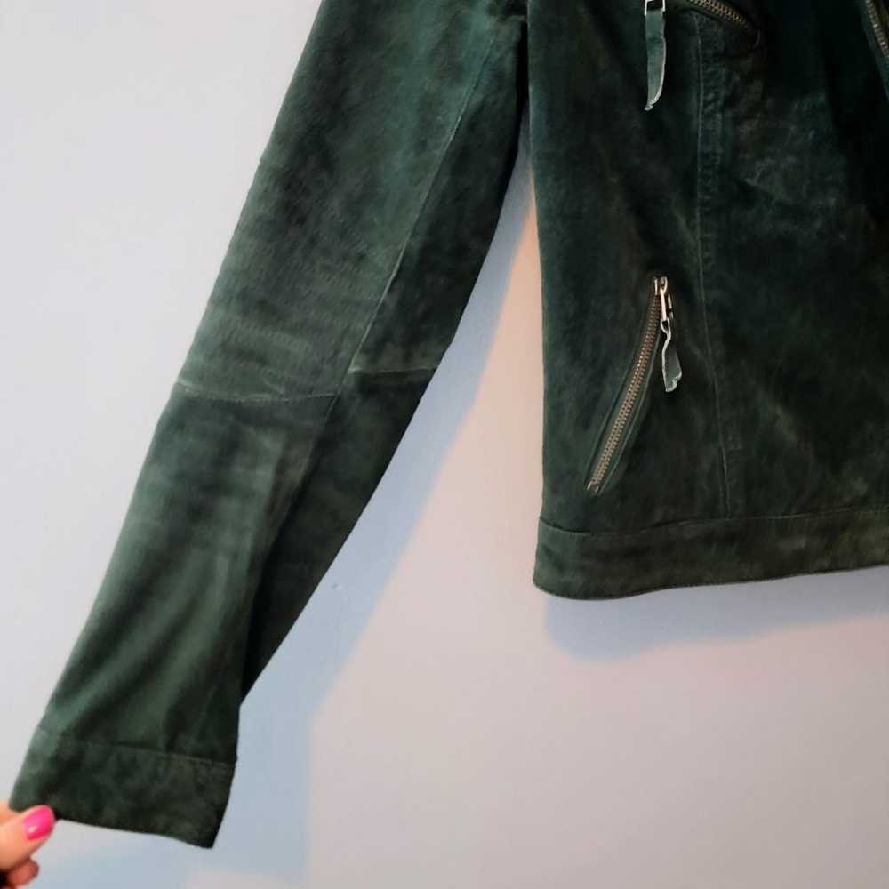 BLANKNYC Suede Leather Moto Jacket Forest Green S… - image 5