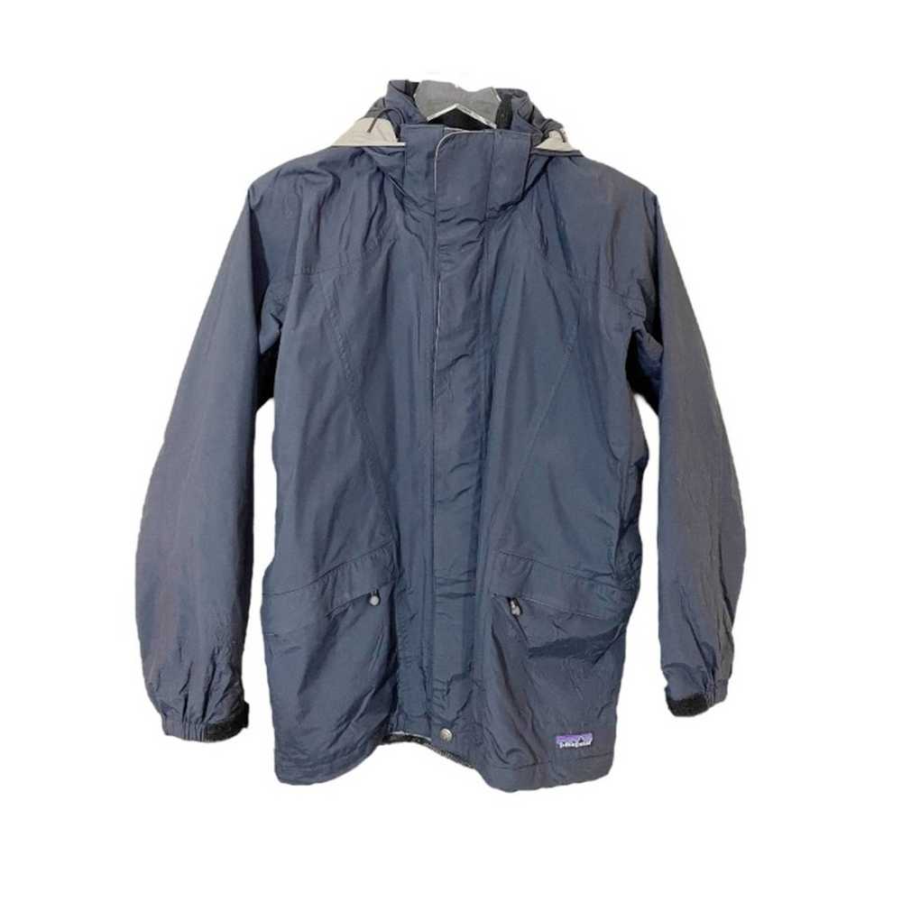 Patagonia Hooded Full Zip Rain Jacket Black and T… - image 1