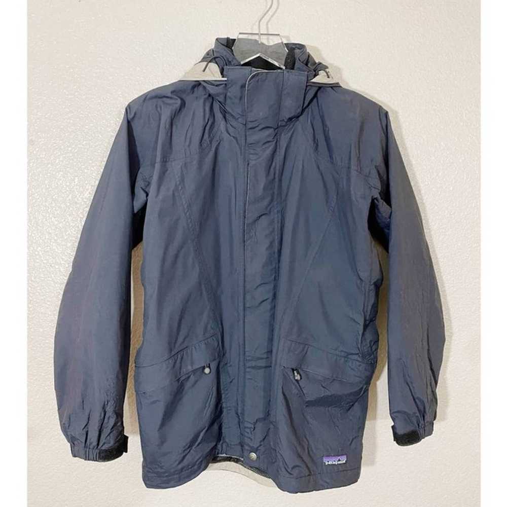 Patagonia Hooded Full Zip Rain Jacket Black and T… - image 2