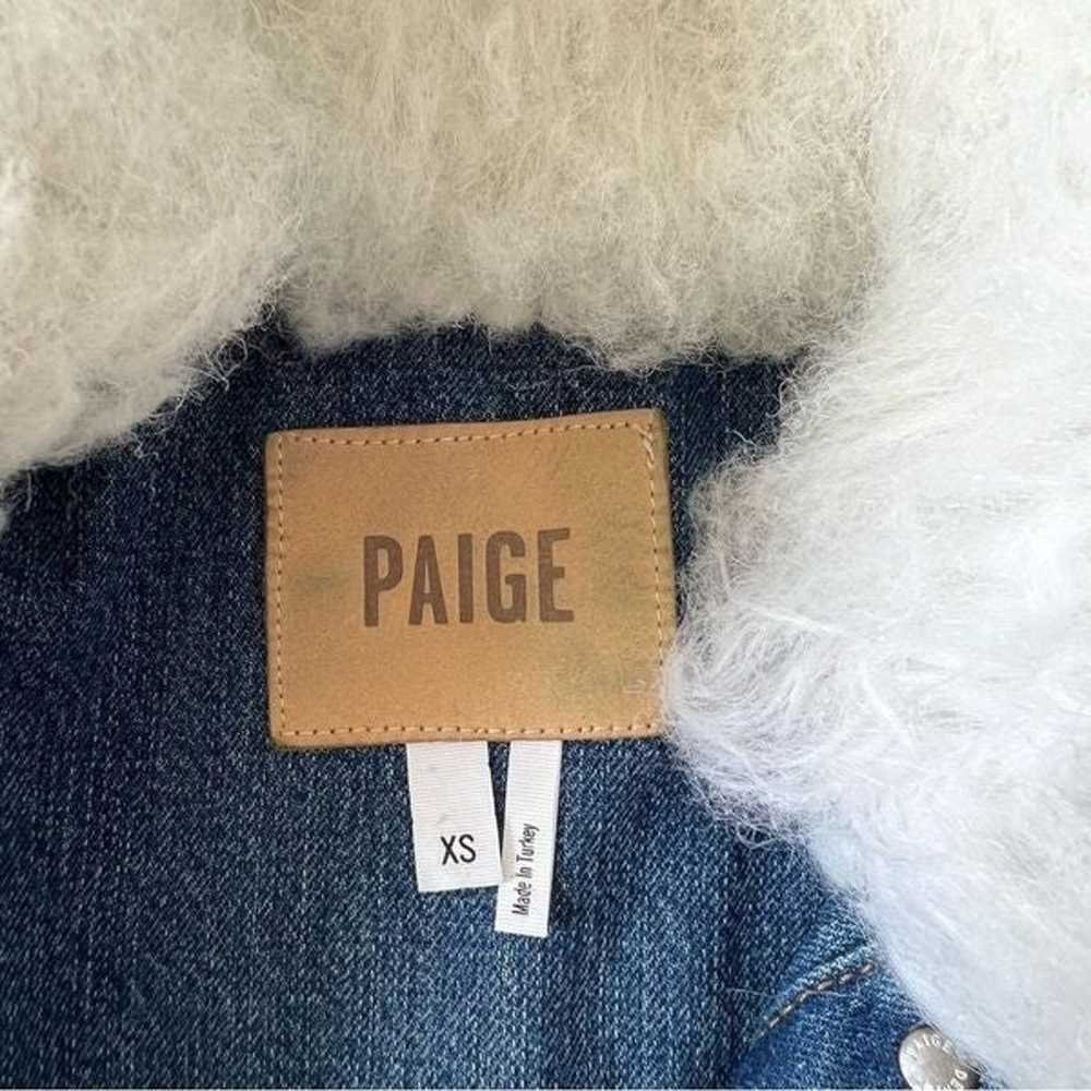 PAIGE Jean Jacket White Faux Fur Collar Size XS - image 6