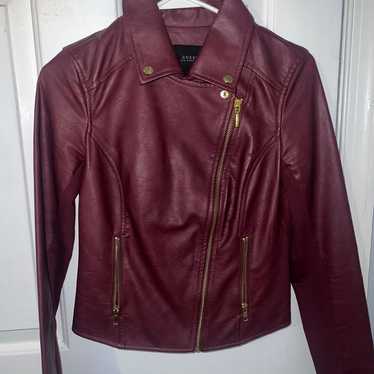 Maroon leather biker jacket - image 1
