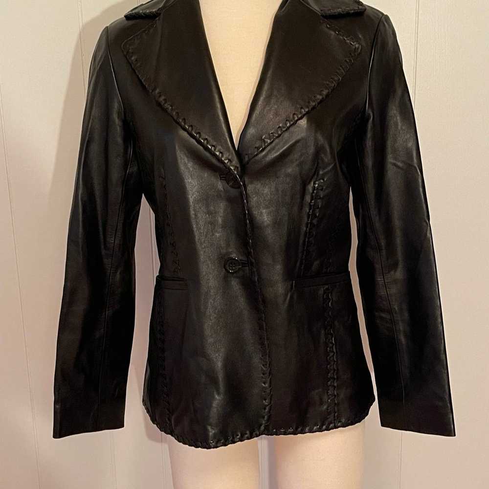 doncaster black leather jacket - image 1