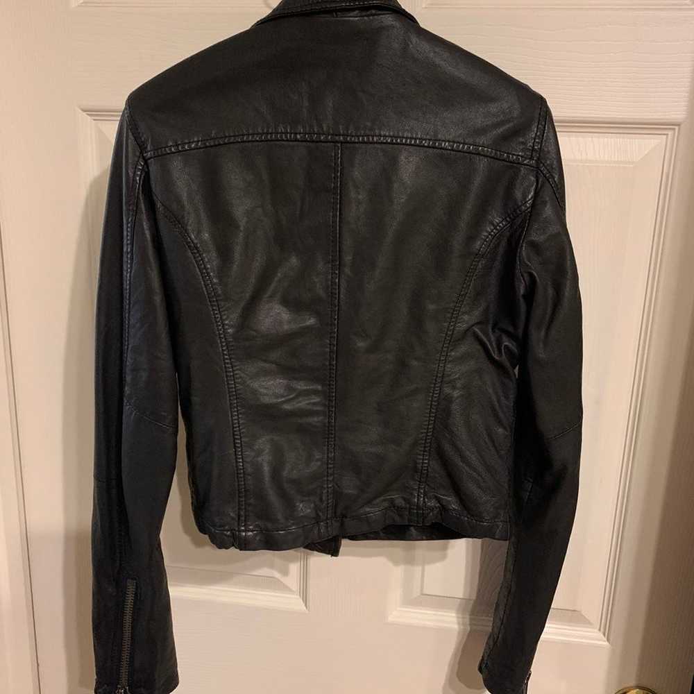 Topshop black leather jacket - image 3