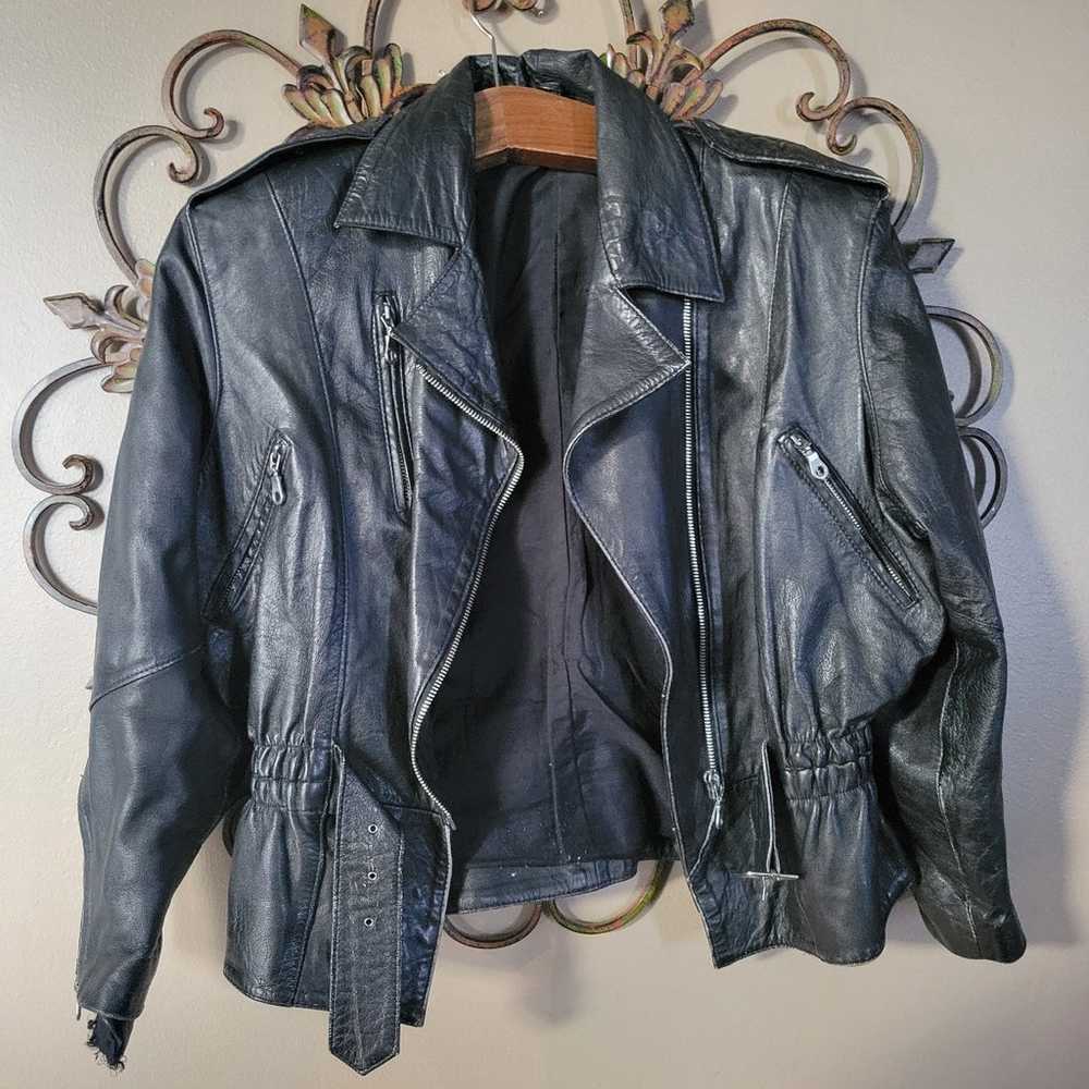 Vintage Leather Moto Jacket - image 1