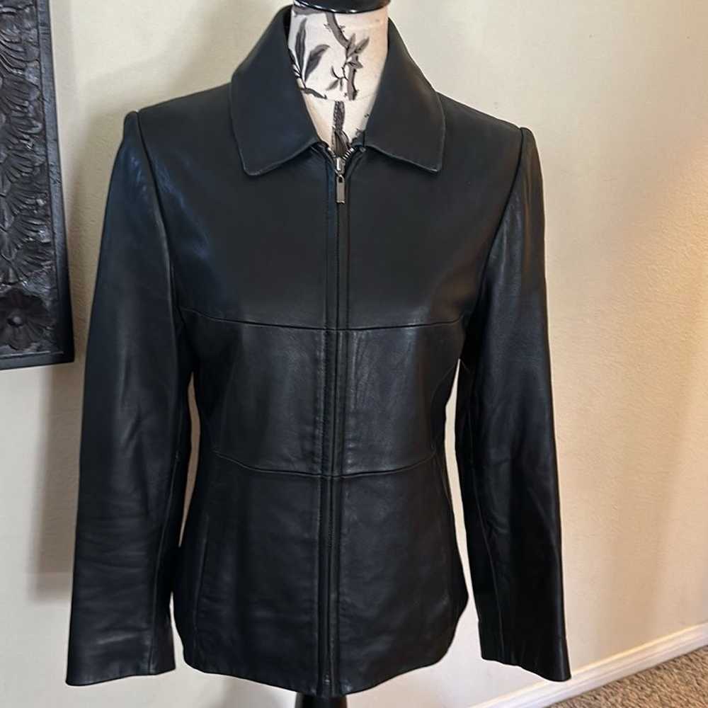 Valerie Stevens Black Leather Classic Fit Jacket - image 4