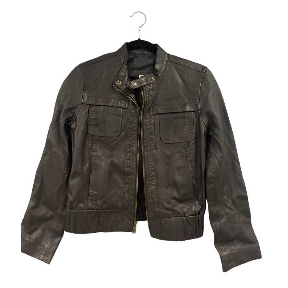 GAP black leather bomber jacket S - image 3
