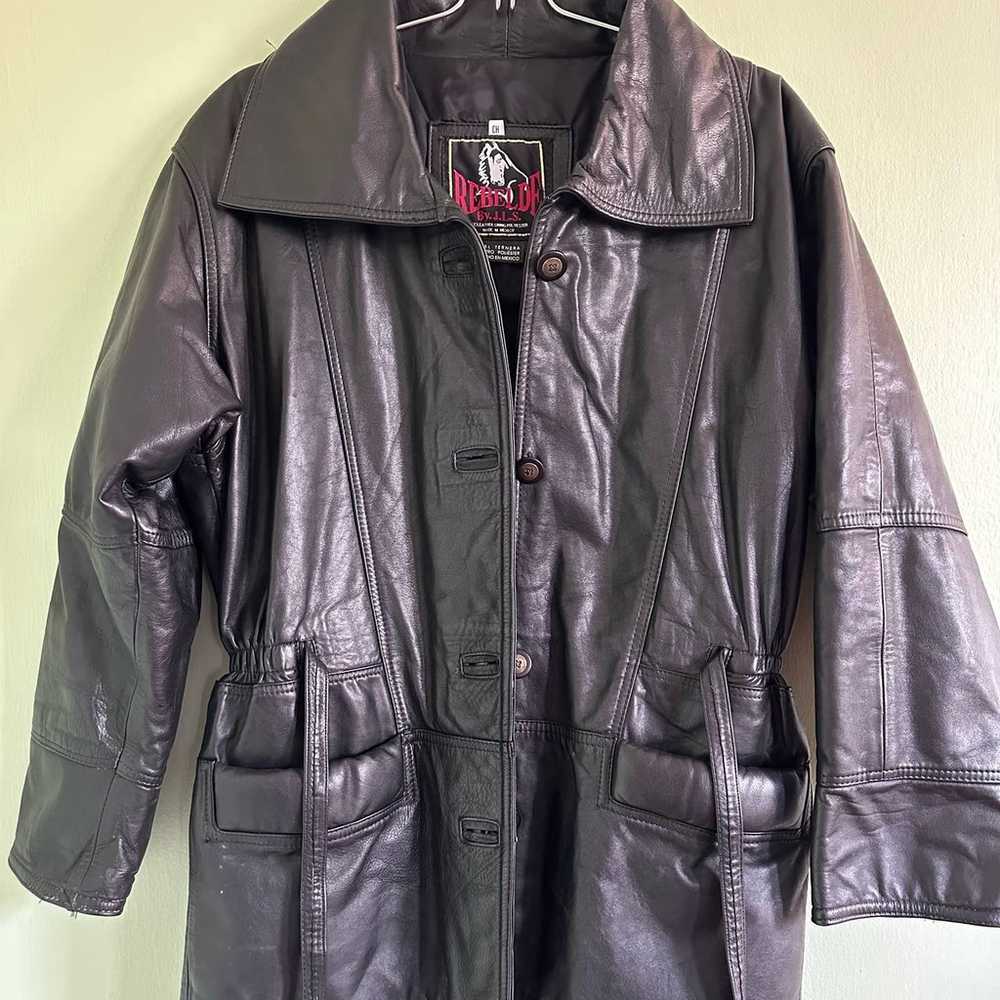 Vintage 80s/90s Black Leather Jacket size small - image 3