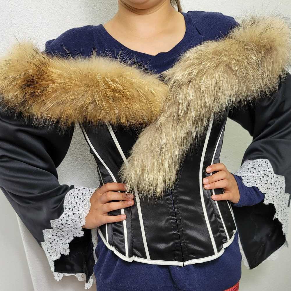 Deluxe Luxury Fur Satin Goth womens Jacket
S Size - image 11