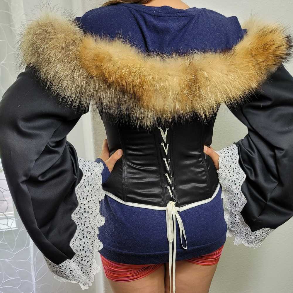 Deluxe Luxury Fur Satin Goth womens Jacket
S Size - image 12
