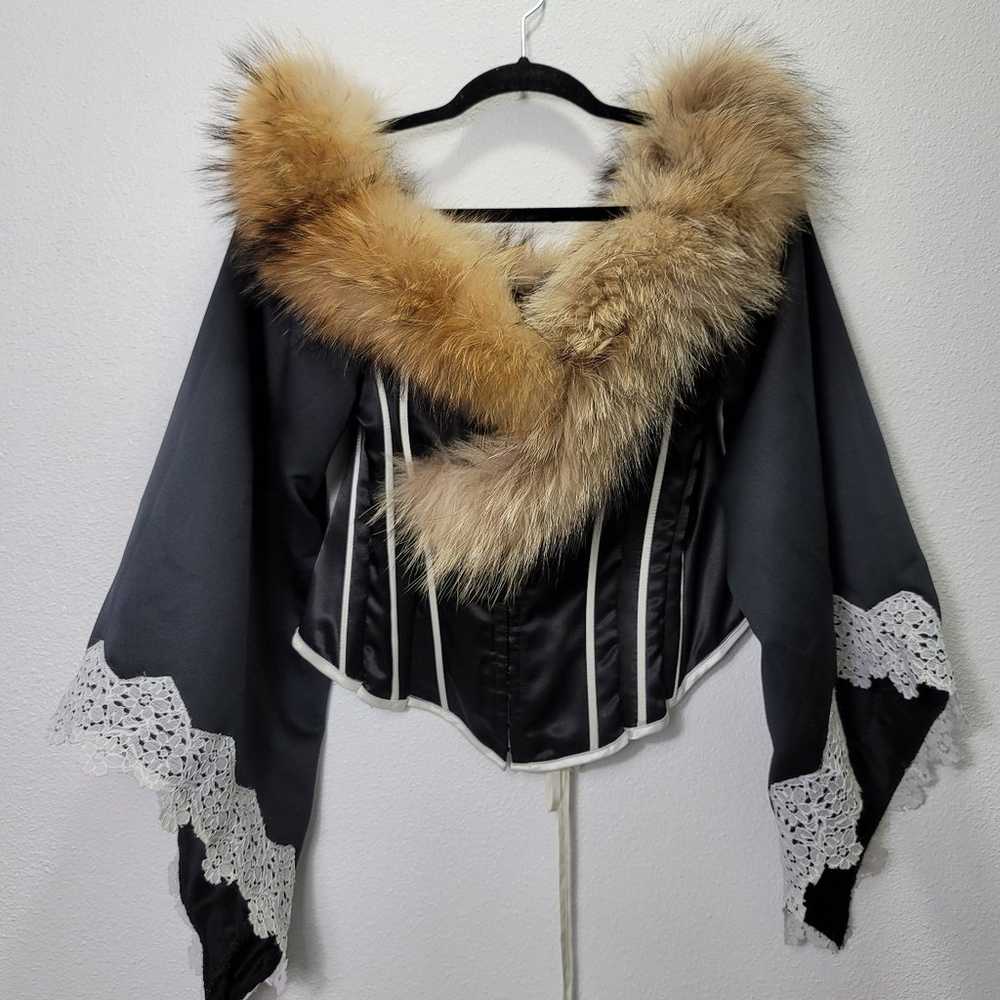 Deluxe Luxury Fur Satin Goth womens Jacket
S Size - image 1