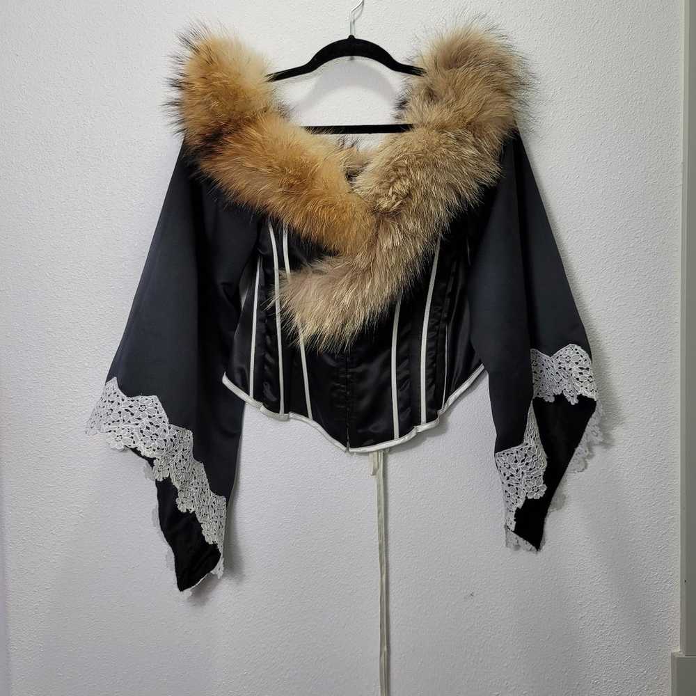 Deluxe Luxury Fur Satin Goth womens Jacket
S Size - image 2