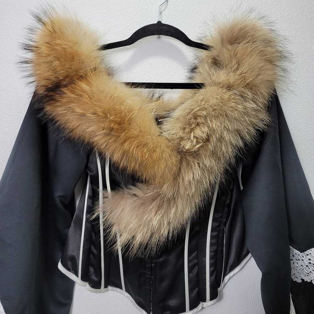 Deluxe Luxury Fur Satin Goth womens Jacket
S Size - image 3