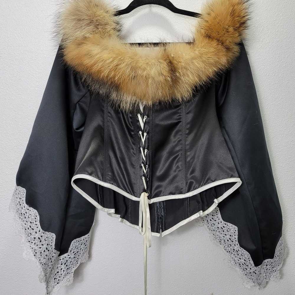 Deluxe Luxury Fur Satin Goth womens Jacket
S Size - image 6