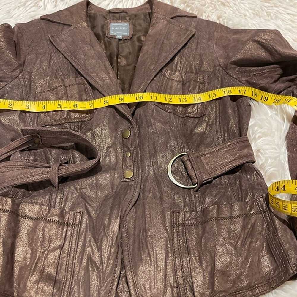 Marc aurel metallic genuine leather belted jacket - image 4