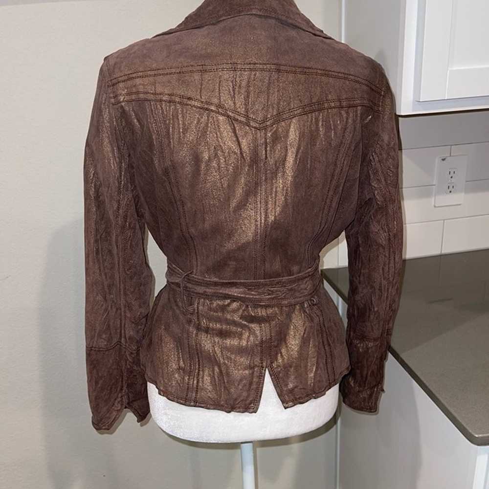 Marc aurel metallic genuine leather belted jacket - image 6