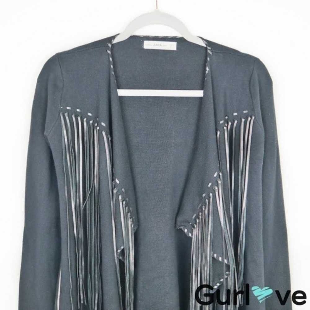 Zara Knit Black Fringes Jacket Sz S - image 5