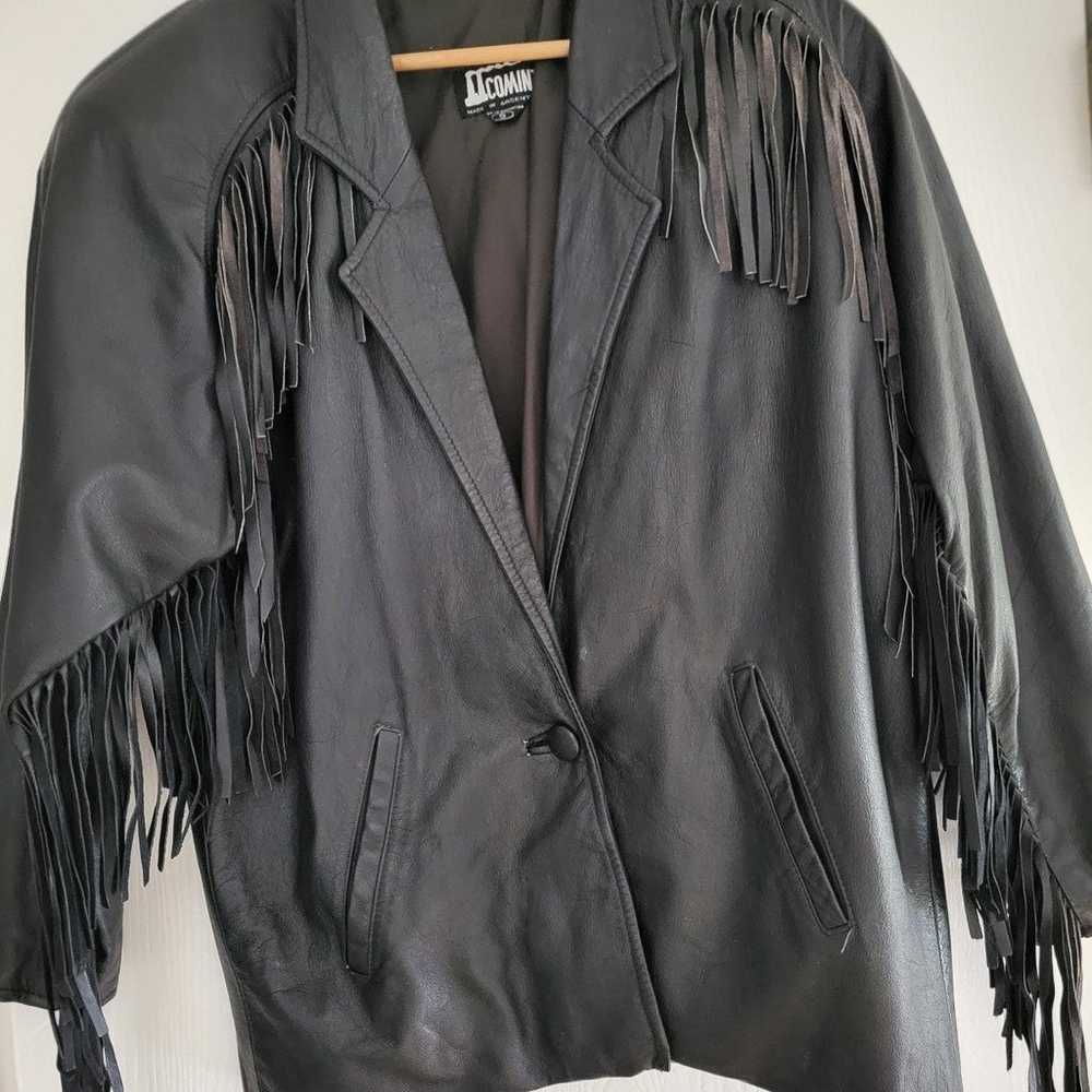 Vintage Leather Jacket with Fringes - image 1