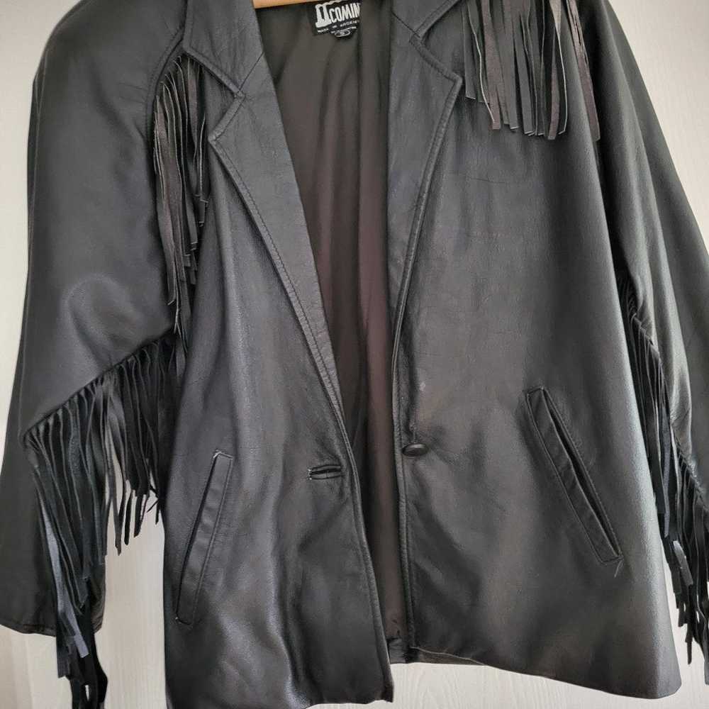Vintage Leather Jacket with Fringes - image 5