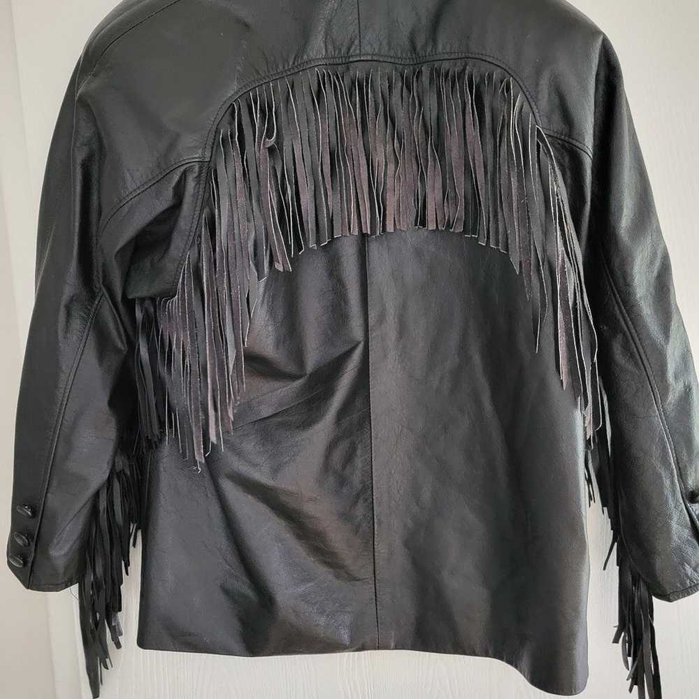Vintage Leather Jacket with Fringes - image 6