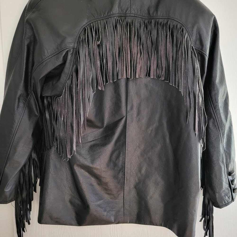 Vintage Leather Jacket with Fringes - image 9
