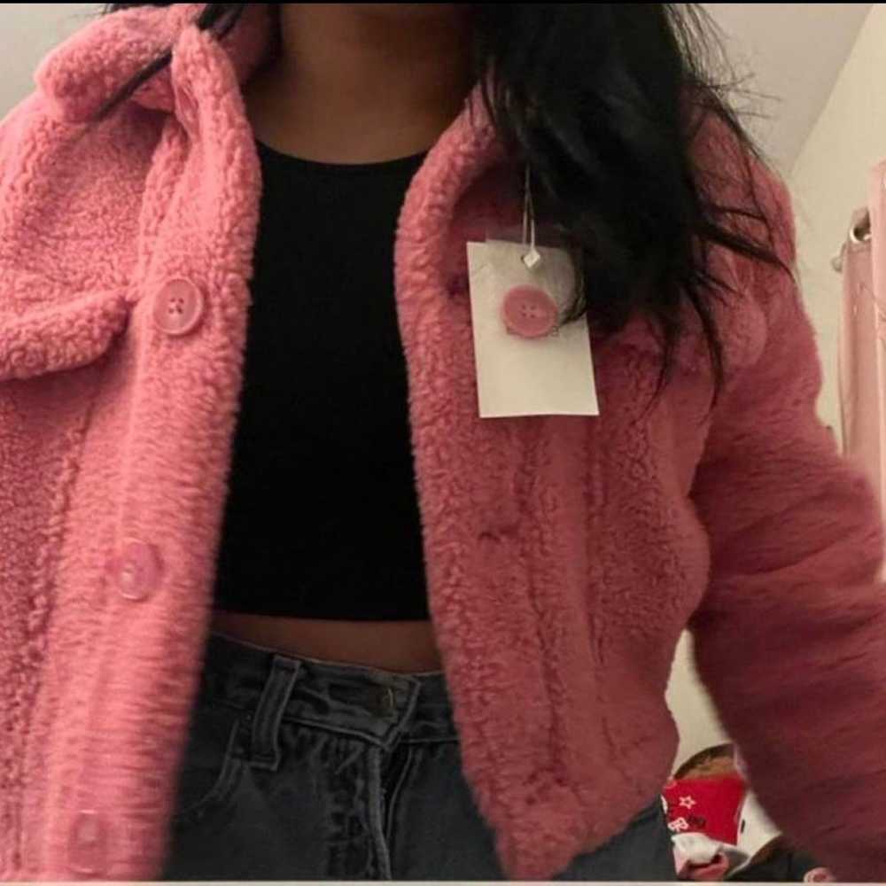 Bershka pink shearling jacket from barbie vibes s… - image 2