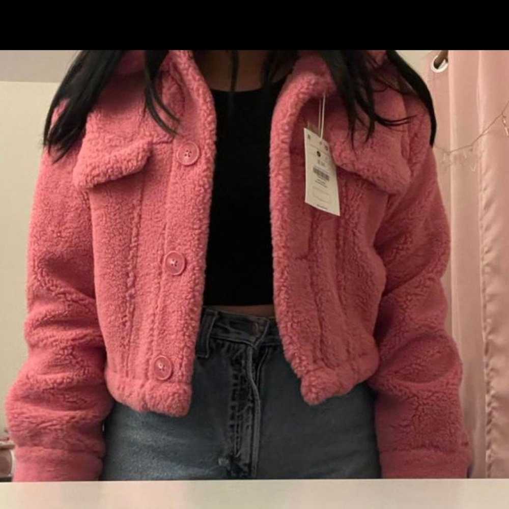 Bershka pink shearling jacket from barbie vibes s… - image 3